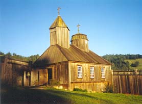 The Fort Ross Chapel at the historic park in Jenner, California.