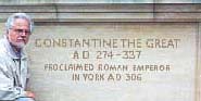 Statue of Constantine the Great in York, England where he was proclaimed Emperor by his troops in A.D. 306. 
Founder of the Empire of New Rome or Byzantium.