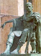 Statue of Constantine the Great in York, England where he was proclaimed Emperor by his troops in A.D. 306. Founder of the Empire of New Rome or Byzantium.